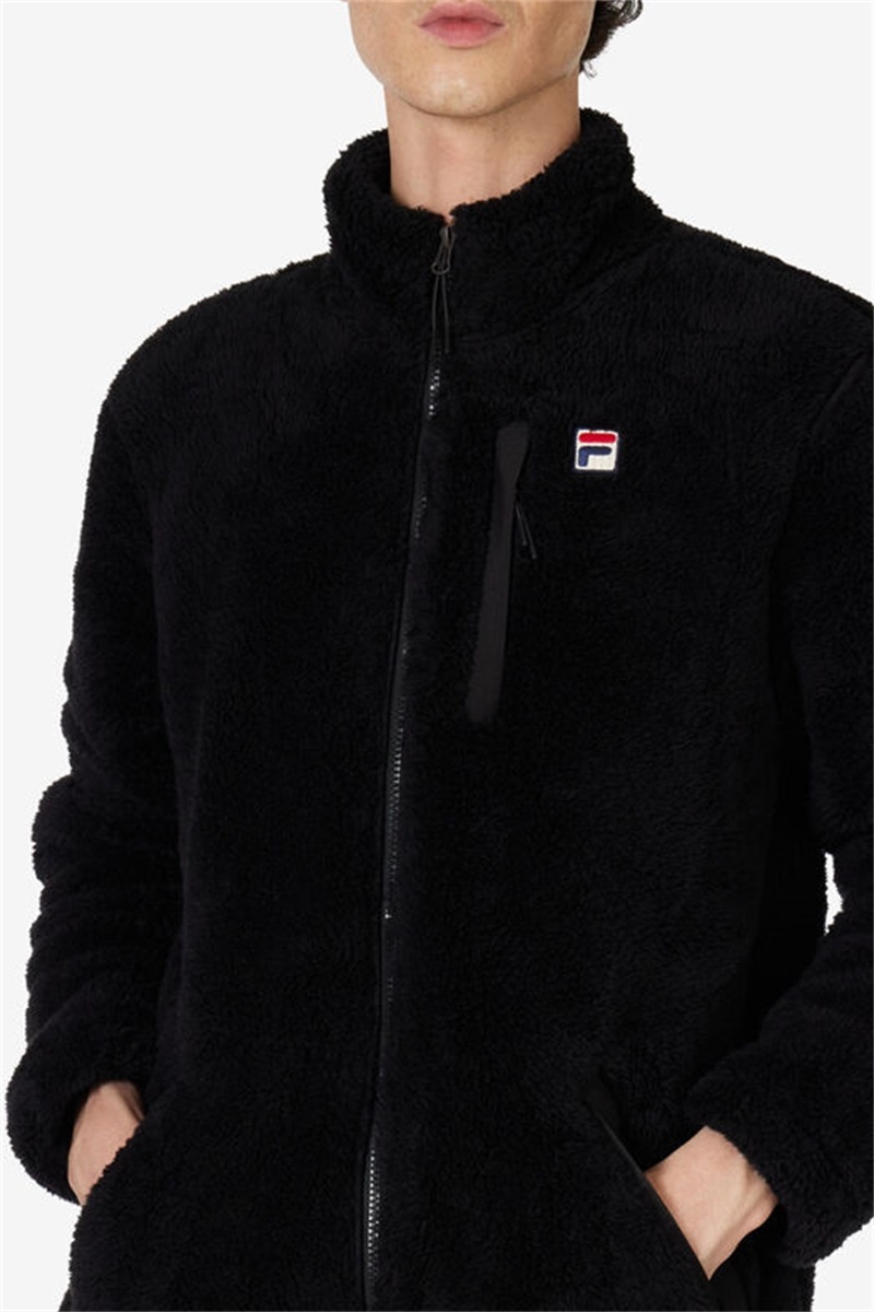 Black Men's Fila Premium Sherpa Jackets | Saudi Arabia-976153