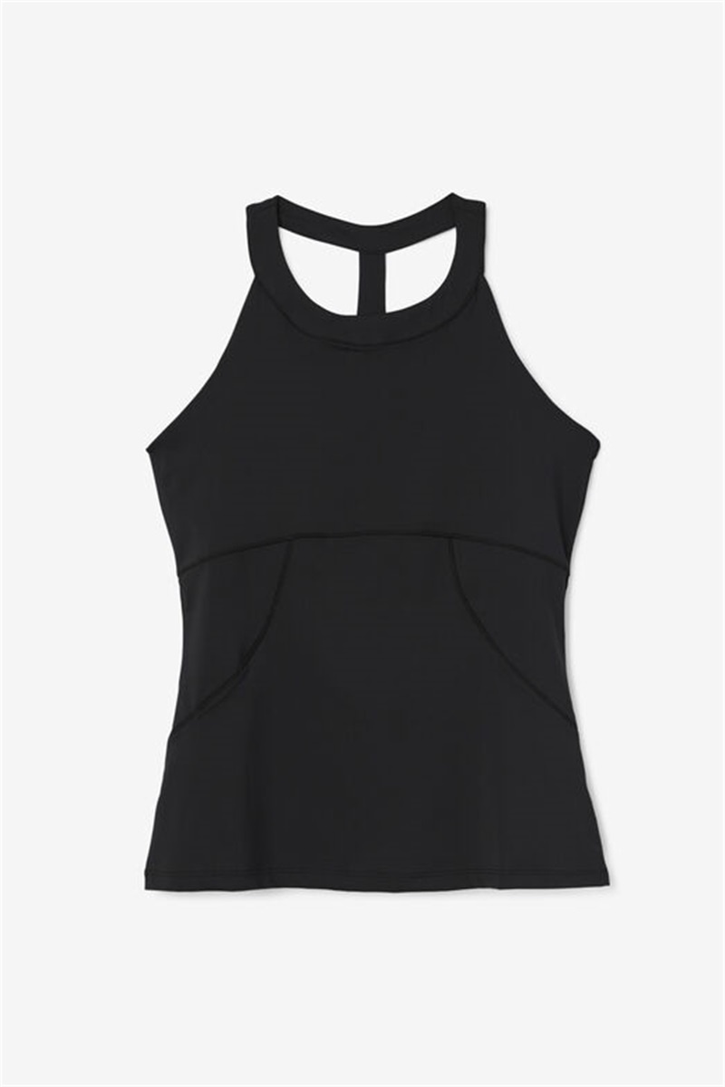 Black Women\'s Fila Essentials Halter Tanks | Saudi Arabia-642319