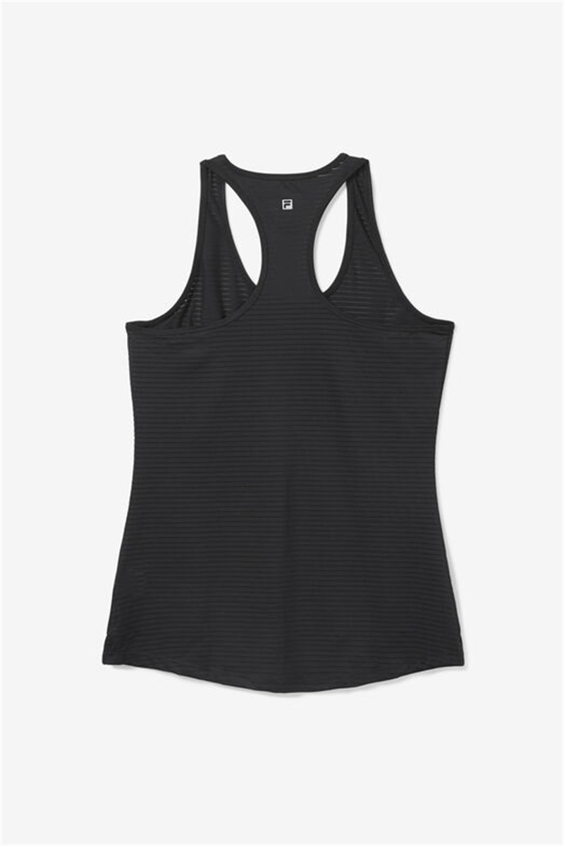 Black Women's Fila Essentials Racerback Tanks | Saudi Arabia-413750