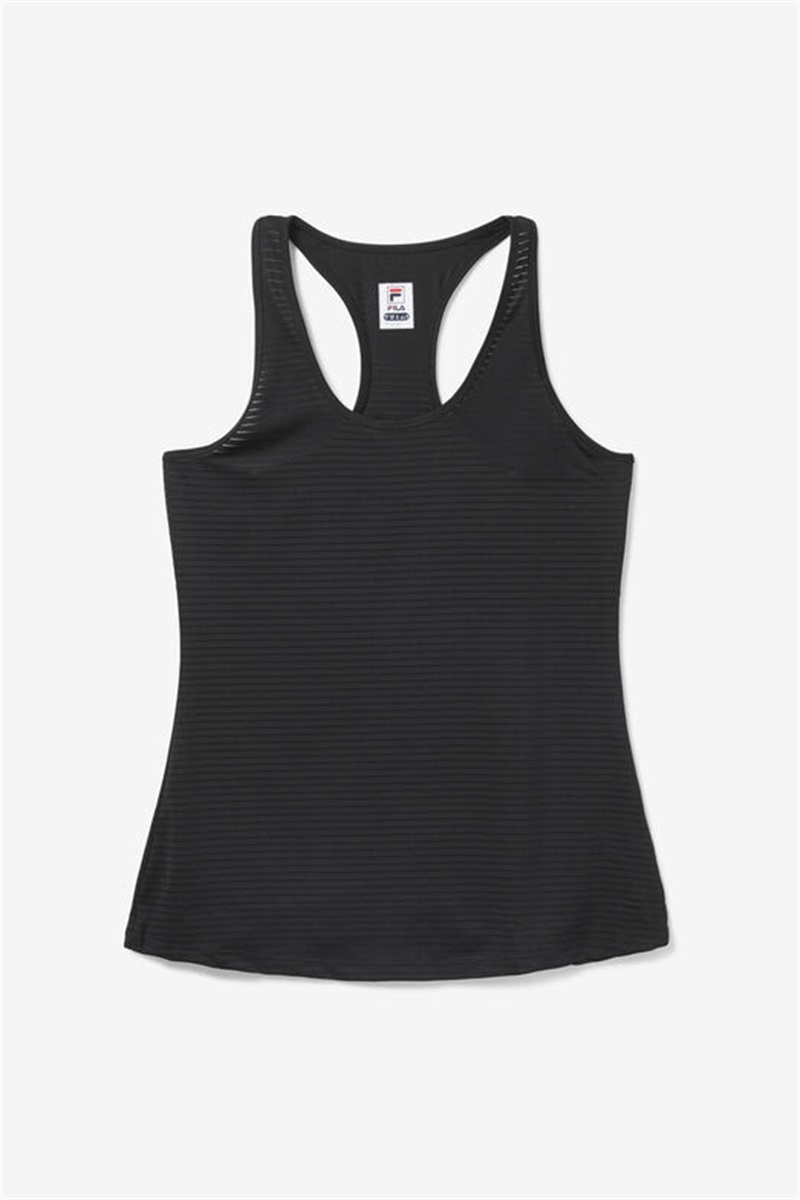 Black Women\'s Fila Essentials Racerback Tanks | Saudi Arabia-413750