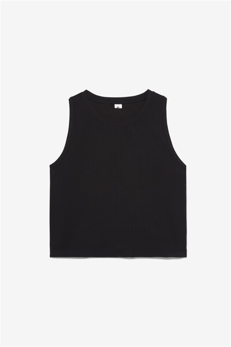 Black Women\'s Fila Fi-Lux Ribbed Crop Tops | Saudi Arabia-975860