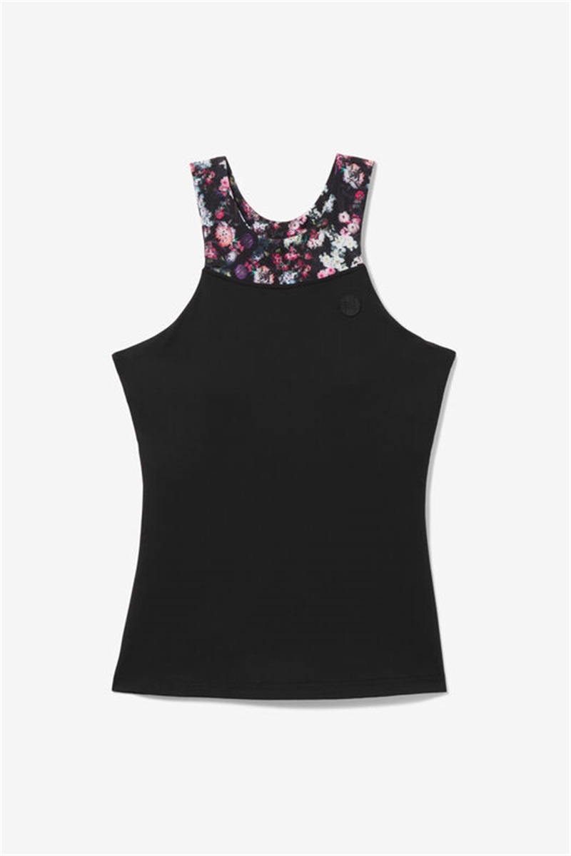 Black Women\'s Fila Kick Serve Halter Tanks | Saudi Arabia-764309