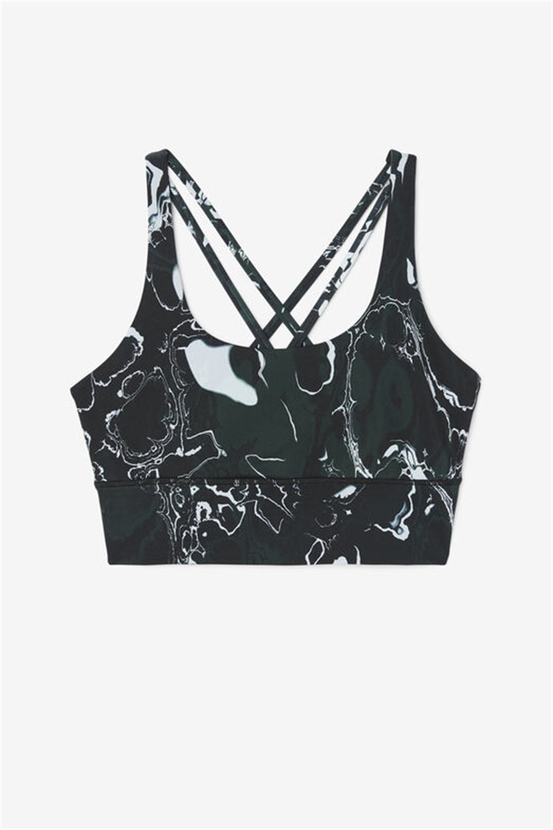 Black Women\'s Fila Uplift Cross Back Top Bras | Saudi Arabia-350429