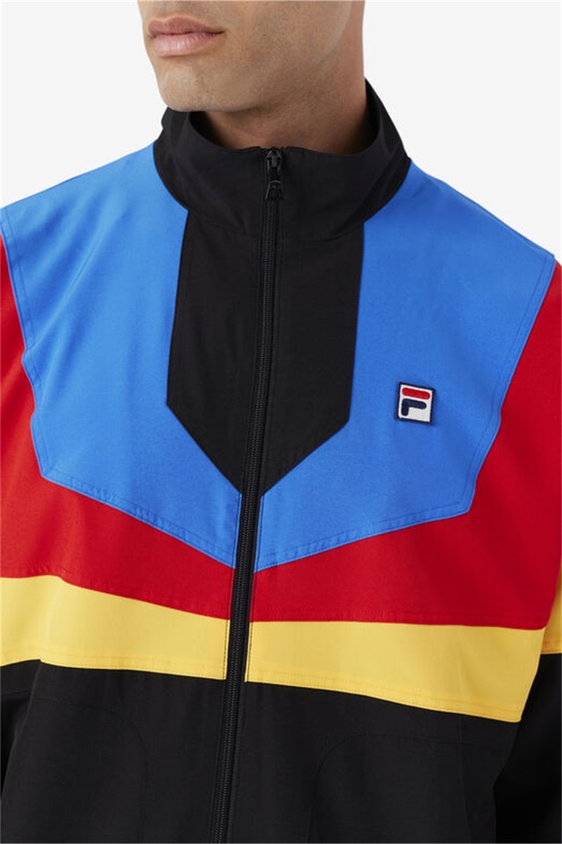 Black / Gold / Red / Blue / White Men's Fila Amar Track Jackets | Saudi Arabia-824903