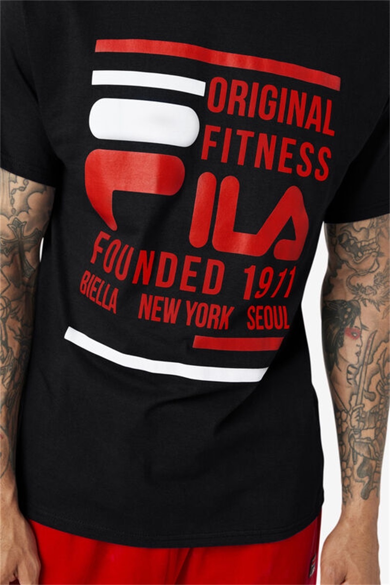 Black / Red / White Men's Fila Original Fitness Tee | Saudi Arabia-806129