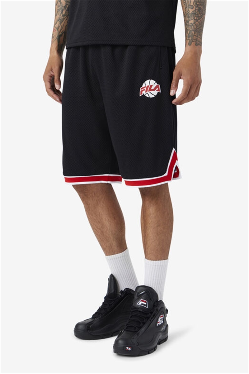 Black / Red / White Men's Fila Ovi Basketball Shorts | Saudi Arabia-931542