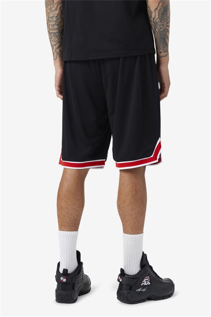 Black / Red / White Men's Fila Ovi Basketball Shorts | Saudi Arabia-931542