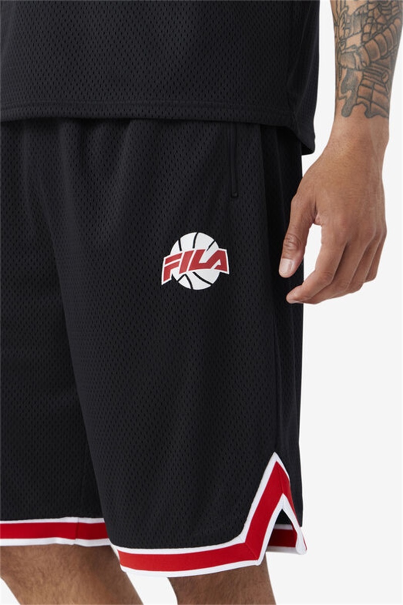 Black / Red / White Men's Fila Ovi Basketball Shorts | Saudi Arabia-931542