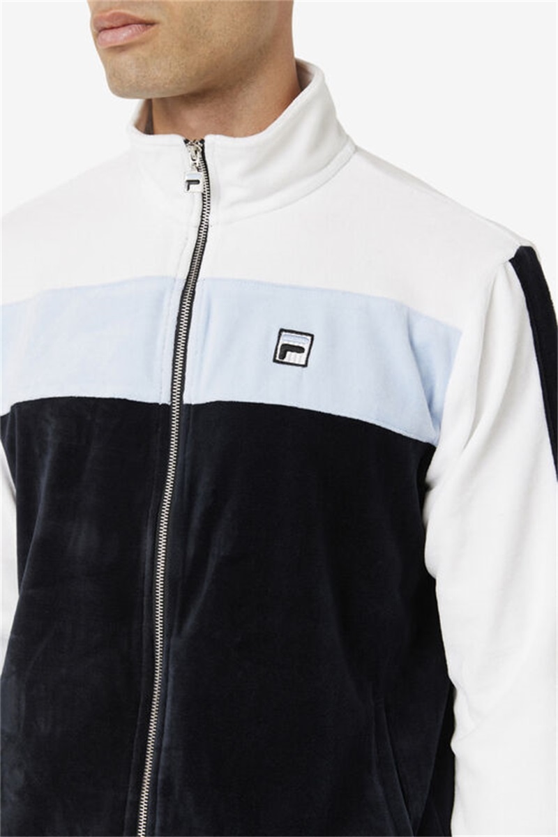 Black / White Men's Fila Brice Velour Jackets | Saudi Arabia-137629