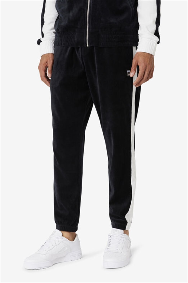 Black / White Men's Fila Brice Velour Pants | Saudi Arabia-416028