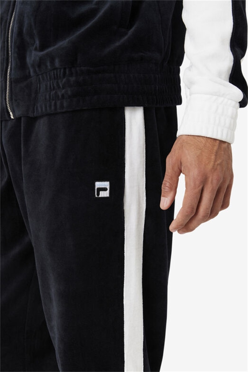 Black / White Men's Fila Brice Velour Pants | Saudi Arabia-416028