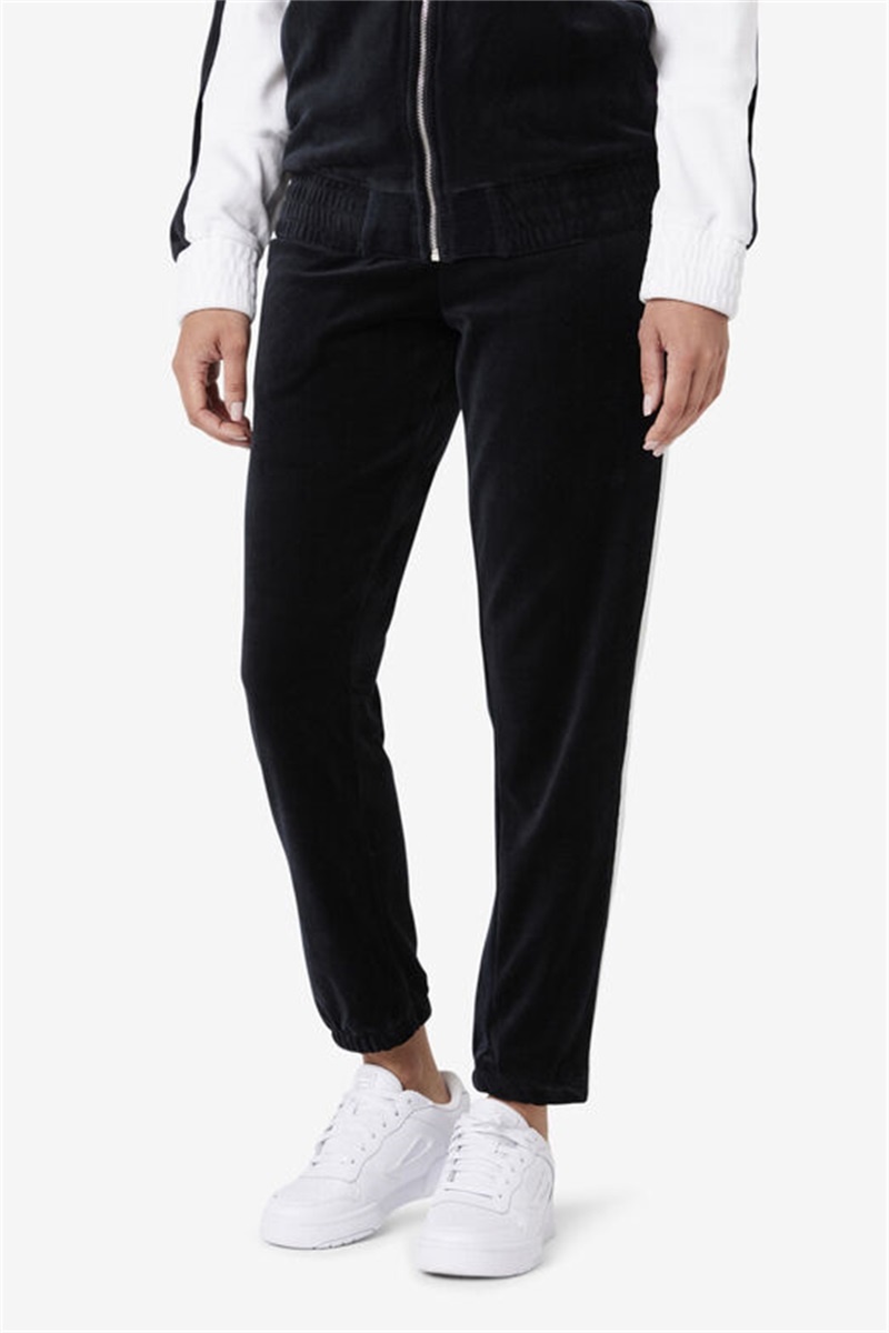 Black / White Men's Fila Brice Velour Pants | Saudi Arabia-416028