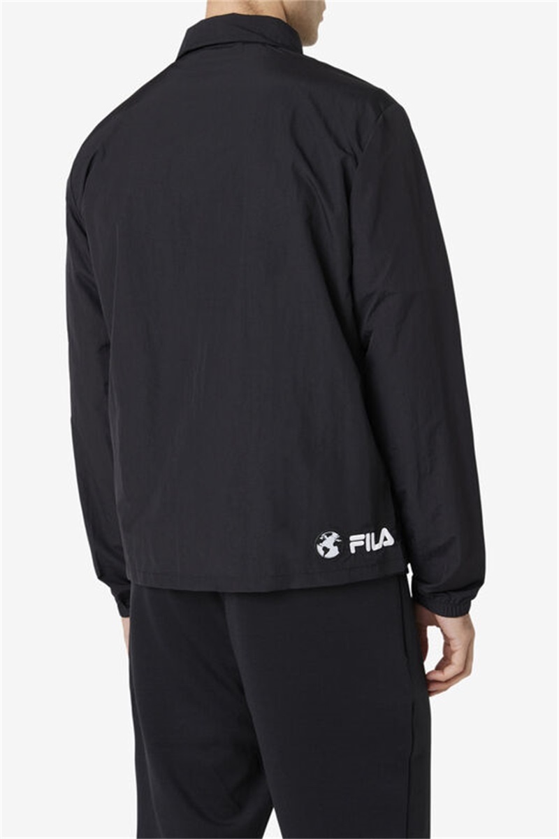 Black / White Men's Fila Caquga Jackets | Saudi Arabia-890714