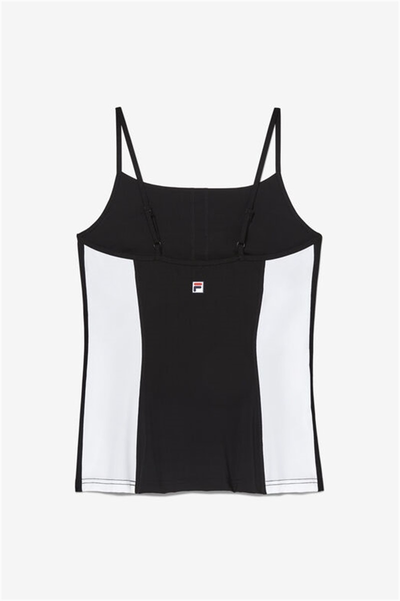 Black / White Women's Fila Essentials Cami Tanks | Saudi Arabia-196408