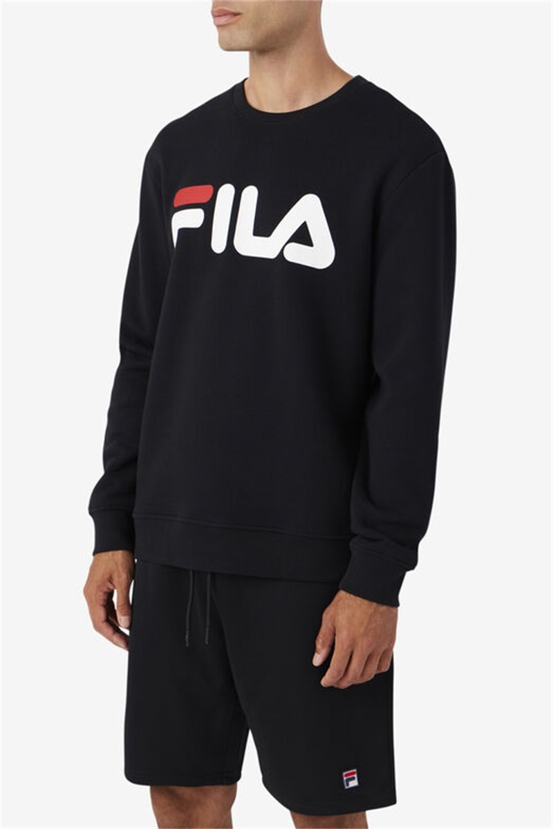 Black / White / Red Men's Fila Zoya Crew Sweatshirts | Saudi Arabia-541968