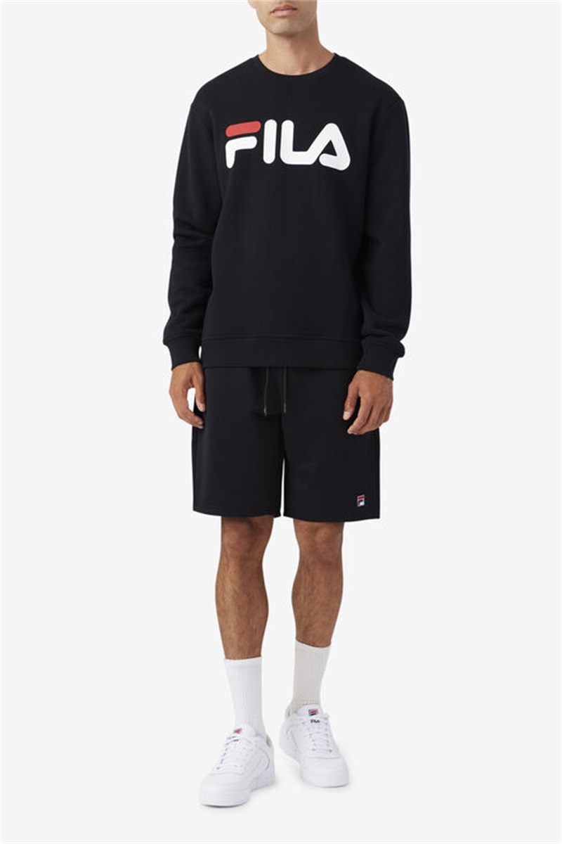 Black / White / Red Men's Fila Zoya Crew Sweatshirts | Saudi Arabia-541968