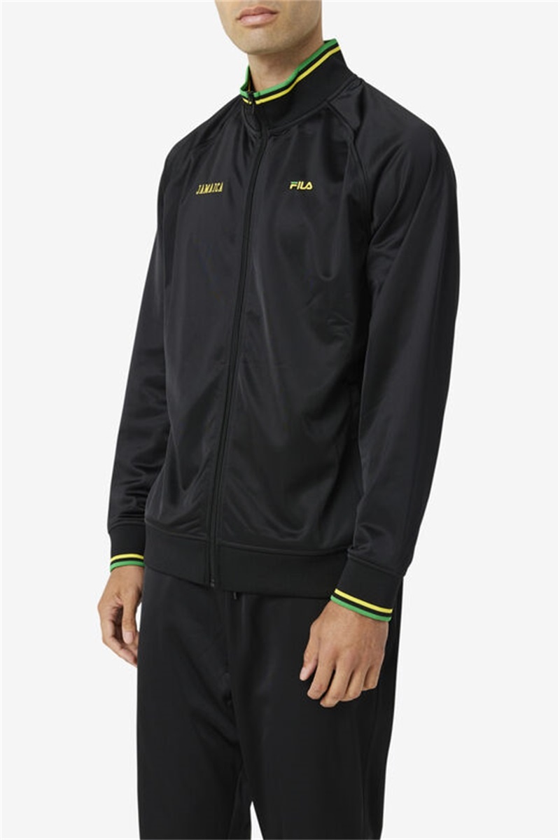 Black / Yellow / Green Men's Fila Jamaica Track Jackets | Saudi Arabia-840975