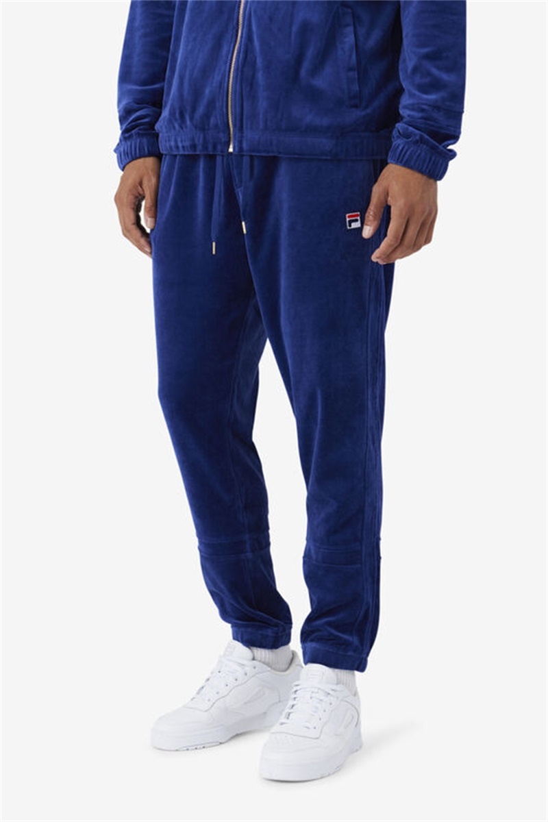 Blue Men's Fila Ravid Velour Pants | Saudi Arabia-316487