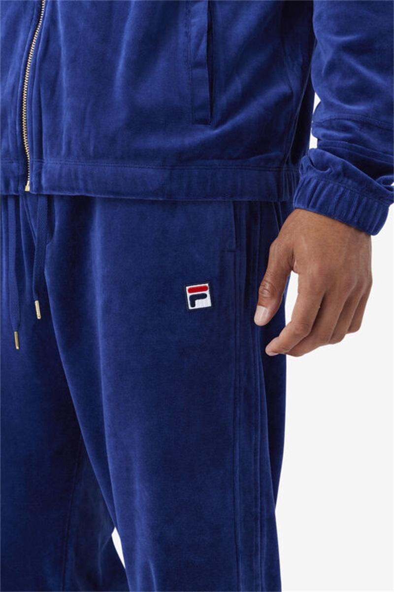 Blue Men's Fila Ravid Velour Pants | Saudi Arabia-316487