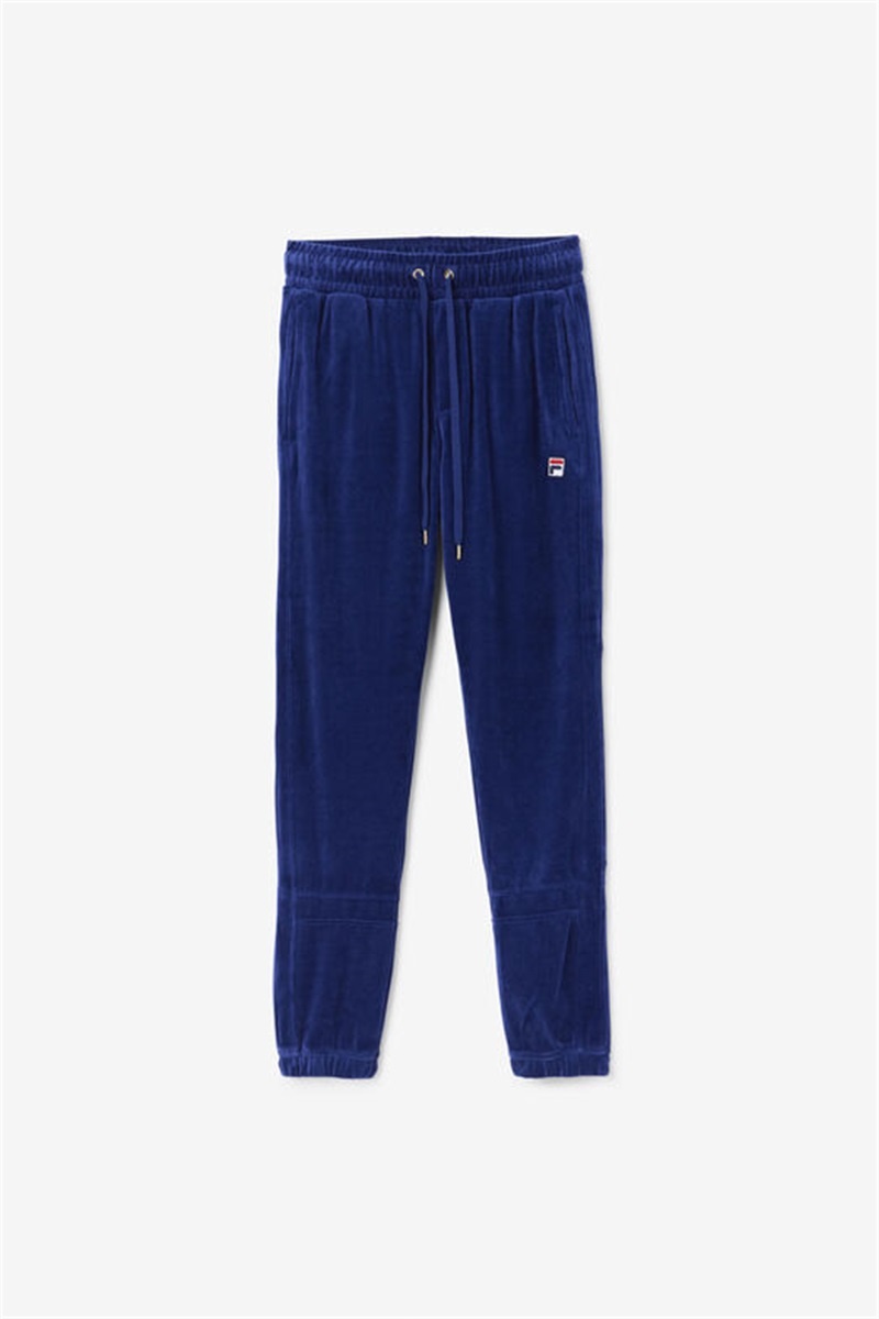 Blue Men\'s Fila Ravid Velour Pants | Saudi Arabia-316487