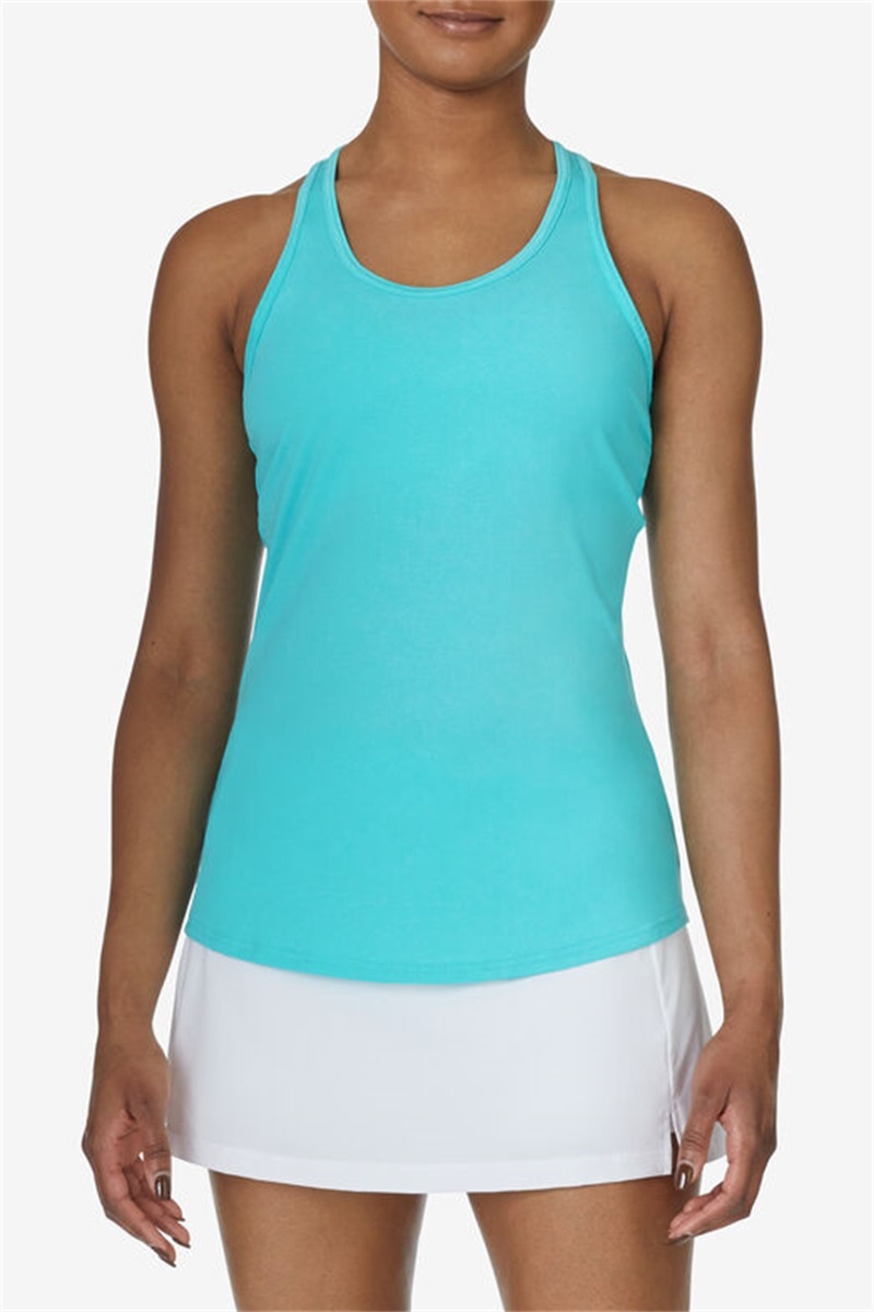 Blue Women's Fila Racerback Loose Fit Tanks | Saudi Arabia-463785