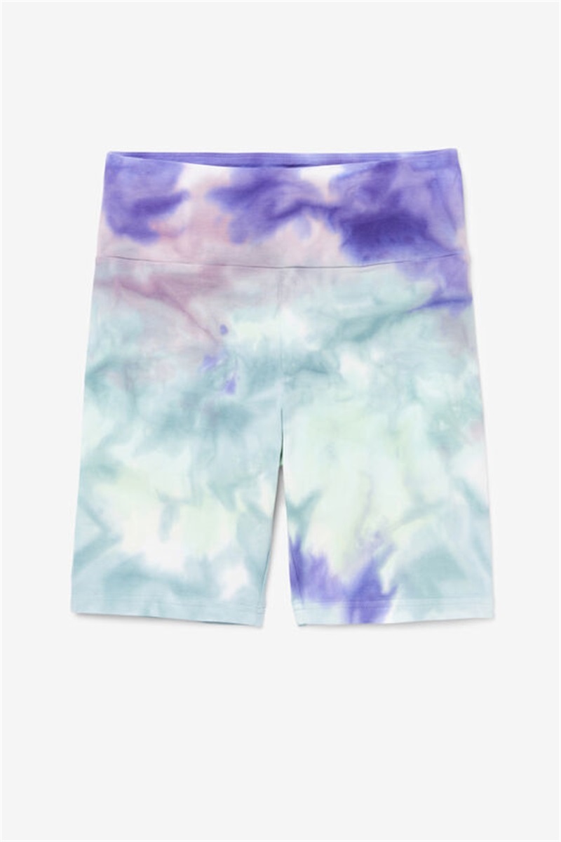 Blue Women\'s Fila Taima Tie Dye Bike Shorts | Saudi Arabia-630597