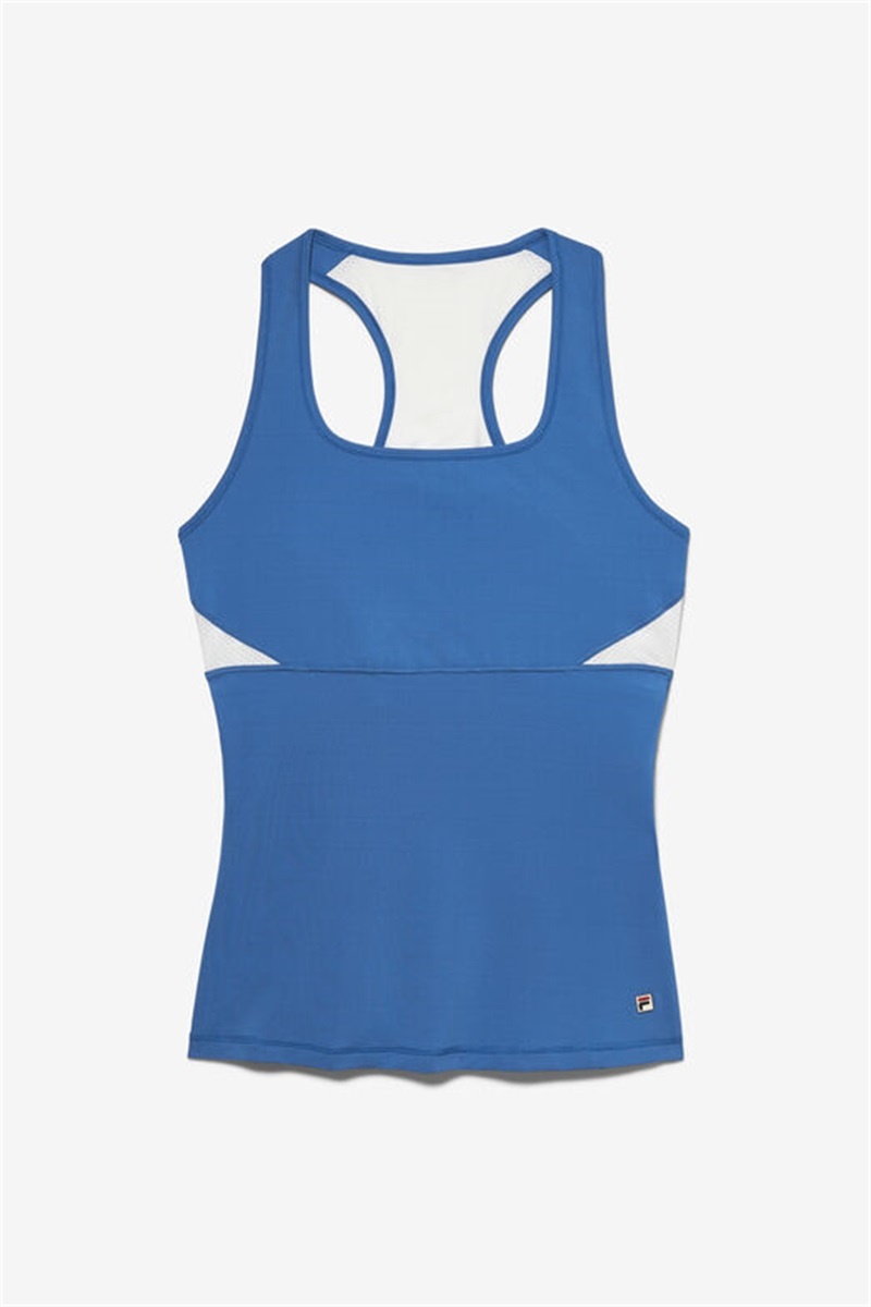 Blue / White Women\'s Fila Center Court Racerback Tanks | Saudi Arabia-538267