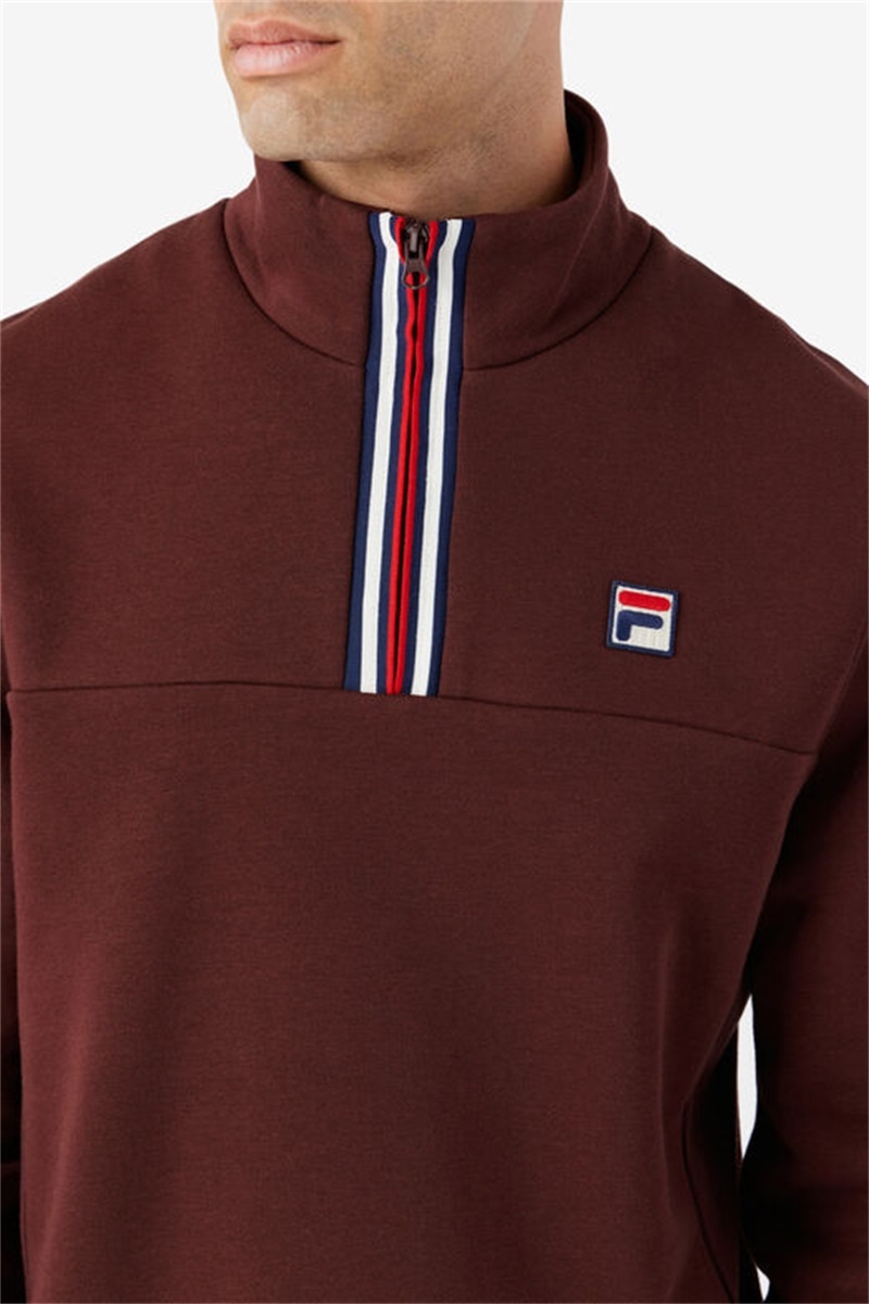 Brown Grey Men's Fila Weston Half Zip Sweatshirts | Saudi Arabia-964520