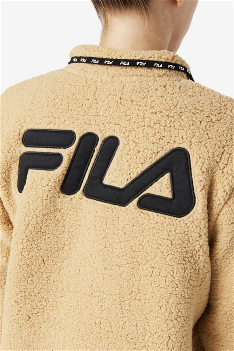 Brown / Silver Women's Fila Shelly Sherpa Quarter Zip Jackets | Saudi Arabia-547102