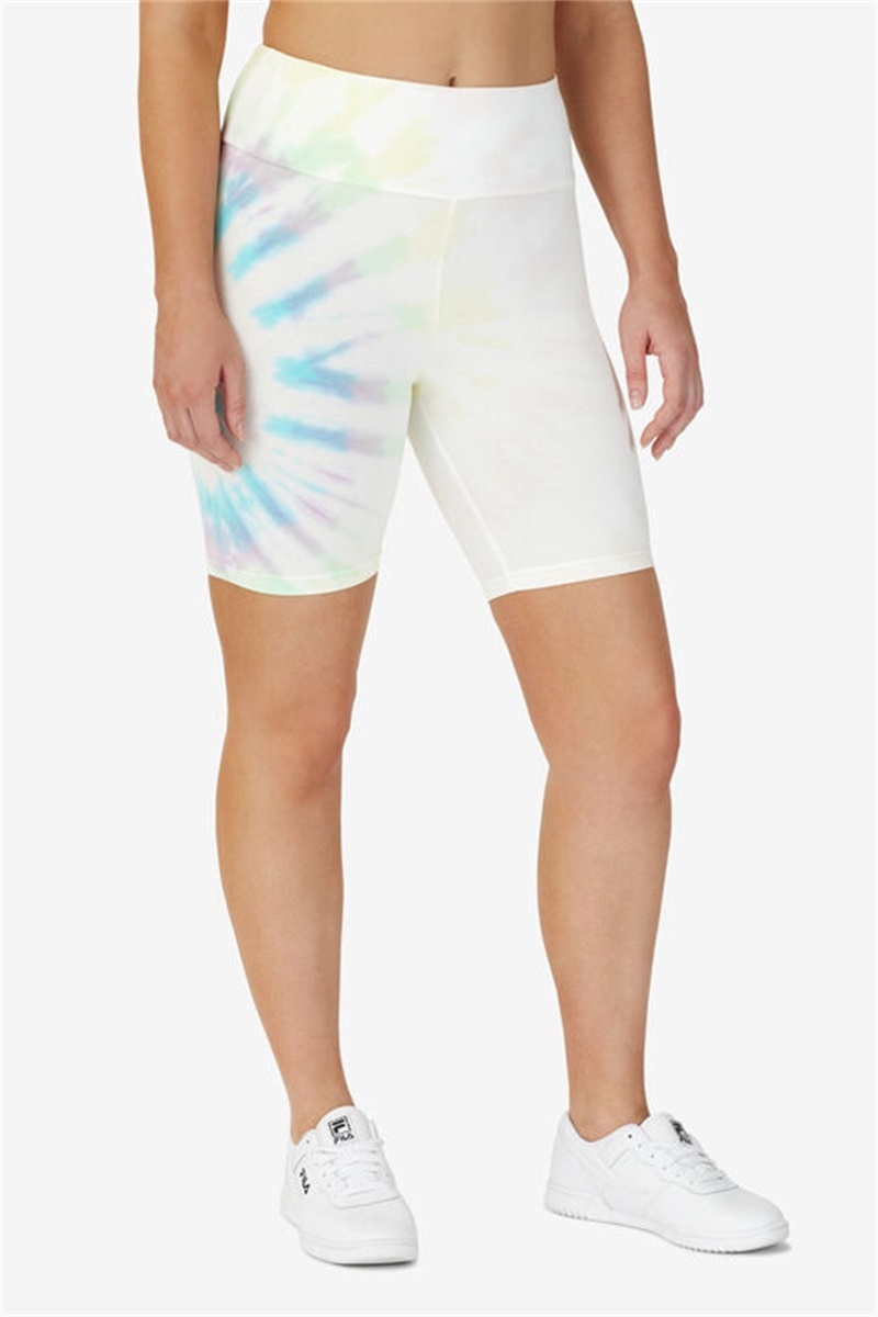 Cream Women's Fila Taima Tie Dye Bike Shorts | Saudi Arabia-164038