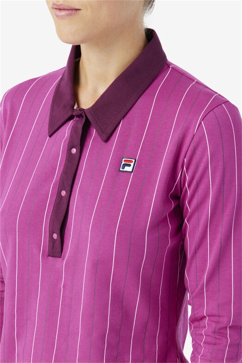 Dark Red / Purple Burgundy Women's Fila Jada Long Sleeve Polo Shirts | Saudi Arabia-472835