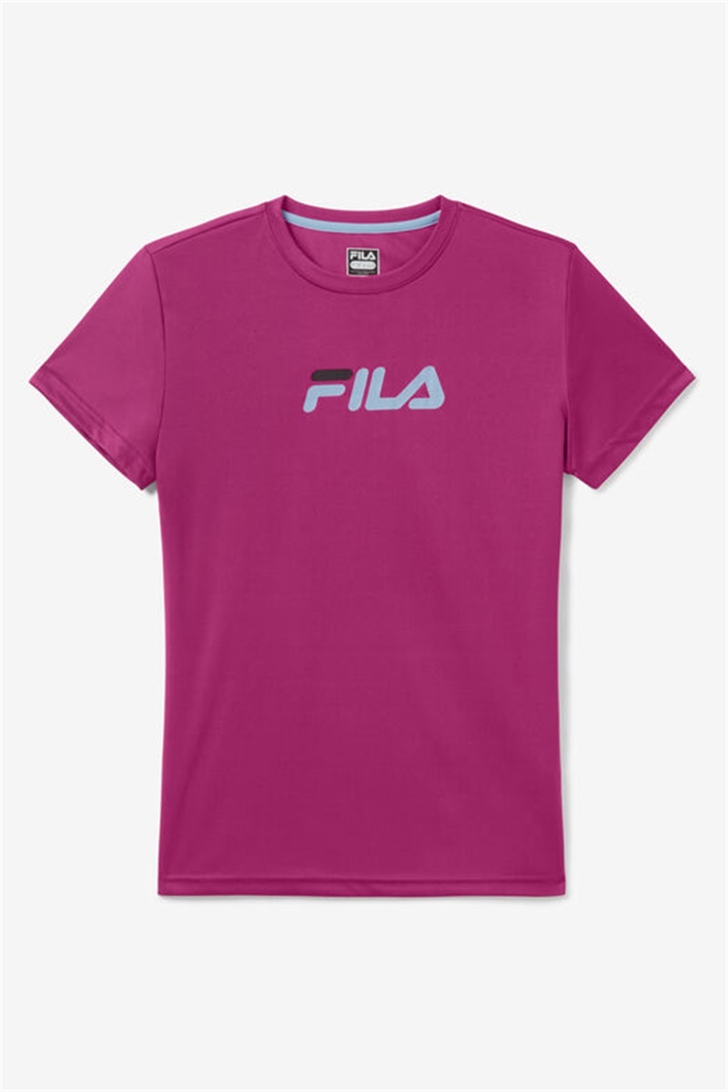 Fuchsia / Blue Women\'s Fila No Sweat Tee | Saudi Arabia-548706