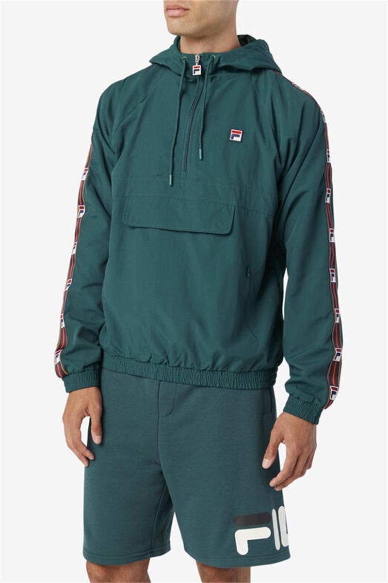 Green Men's Fila Cameron 1/2 Zip Wind Jacket | Saudi Arabia-274819