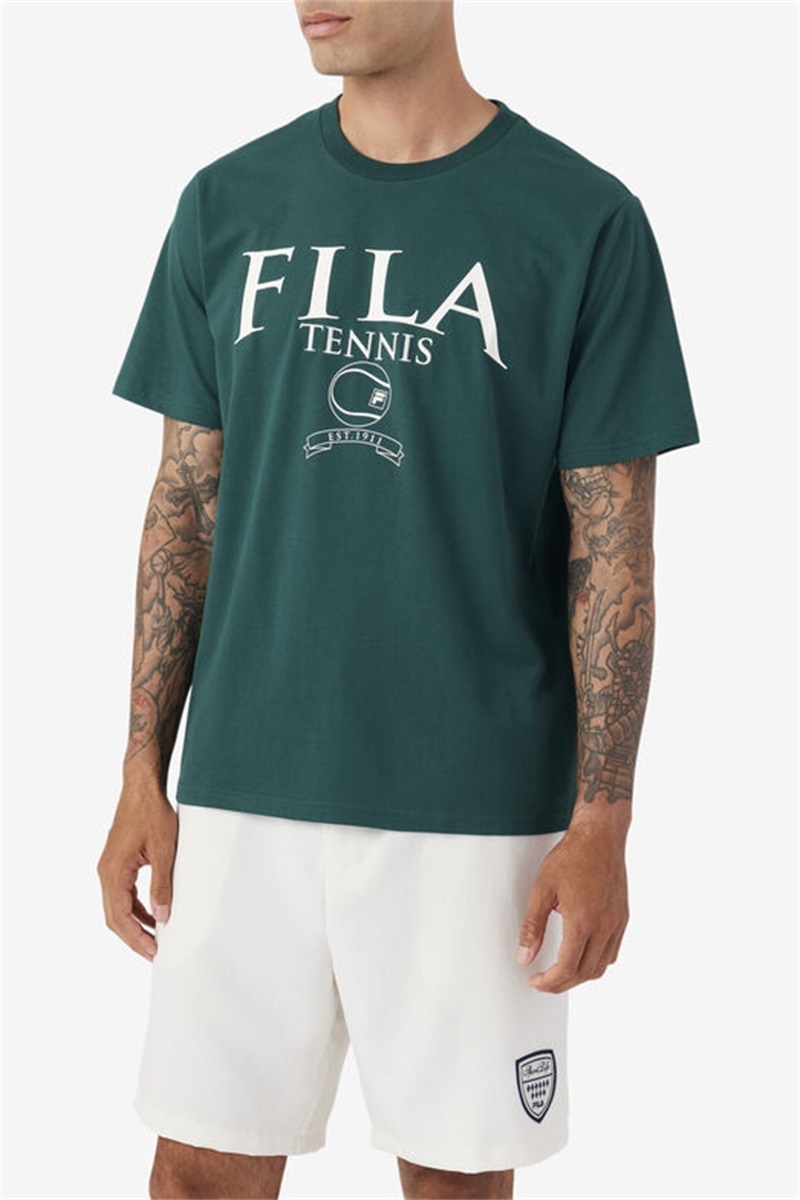 Green Men's Fila Saran Tee | Saudi Arabia-872036