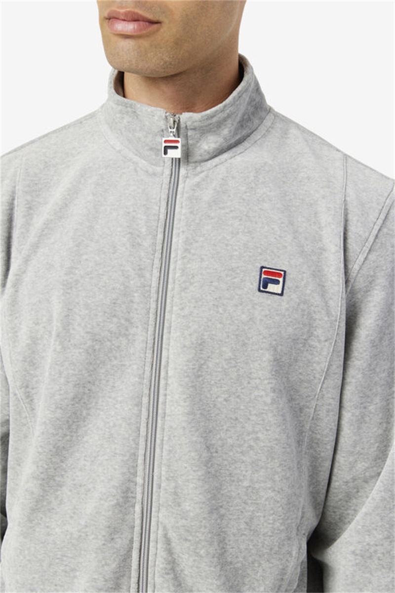 Grey Men's Fila O-Fit Velour Jackets | Saudi Arabia-452613