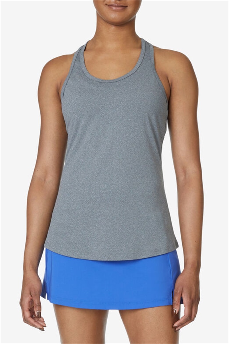 Grey Women's Fila Racerback Loose Fit Tanks | Saudi Arabia-085629