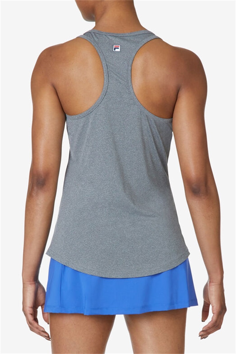 Grey Women's Fila Racerback Loose Fit Tanks | Saudi Arabia-085629