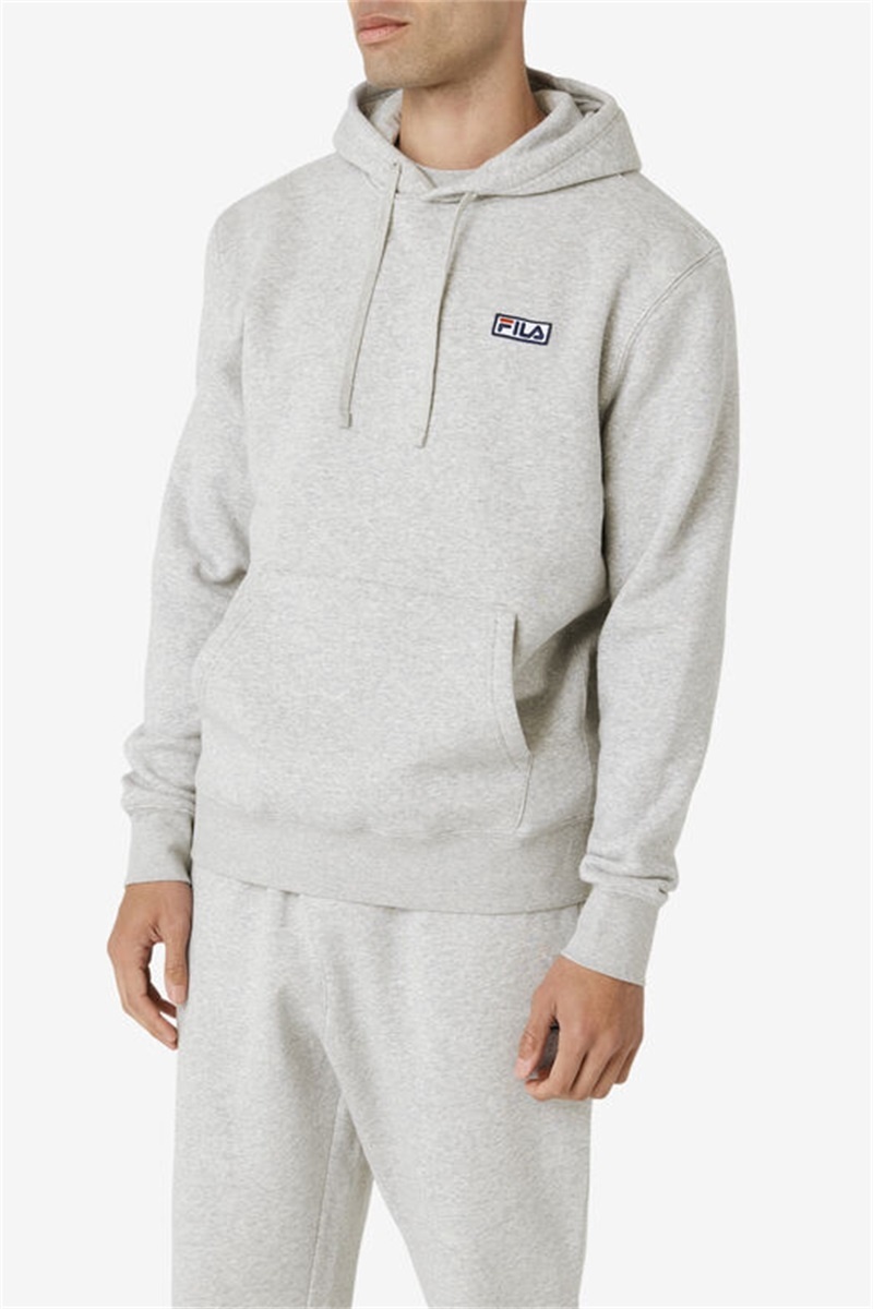 Grey / White Men's Fila Algot Hoodie | Saudi Arabia-435261