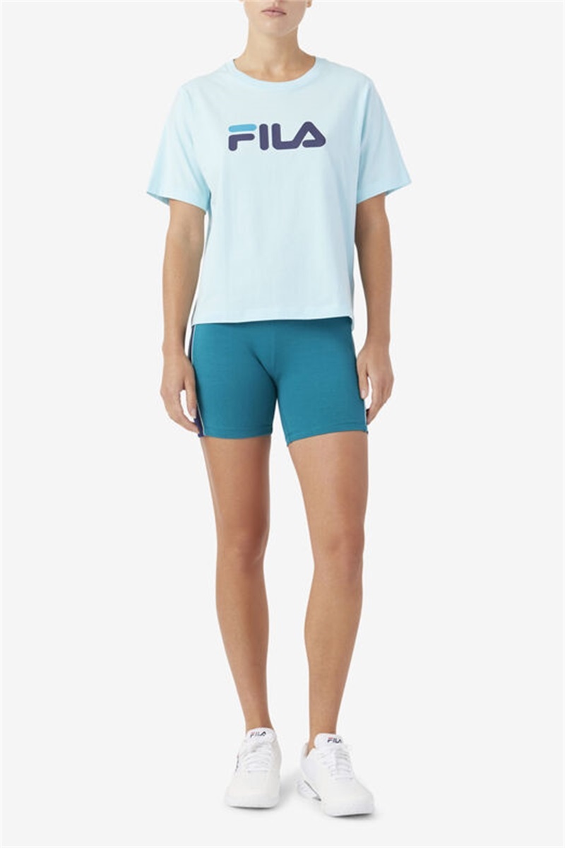 Light Turquoise / Navy Women's Fila Thea Tee | Saudi Arabia-824190