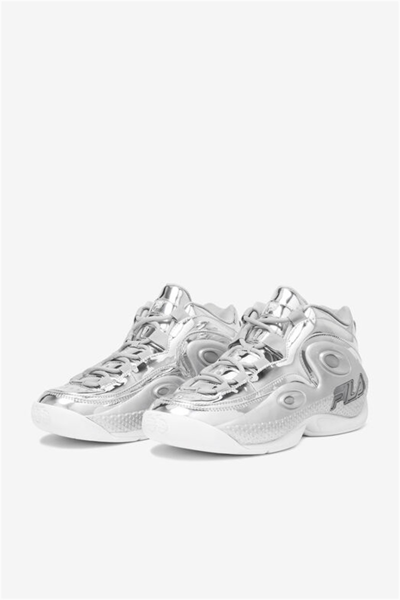 Metal Silver Men's Fila Grant Hill 3 Metallic Sneakers | Saudi Arabia-217398