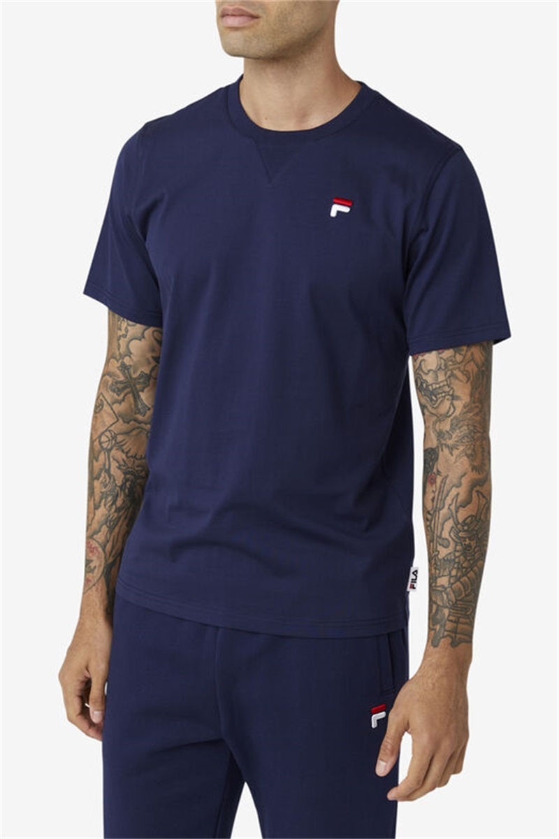 Navy Men's Fila Derion Tee | Saudi Arabia-745980