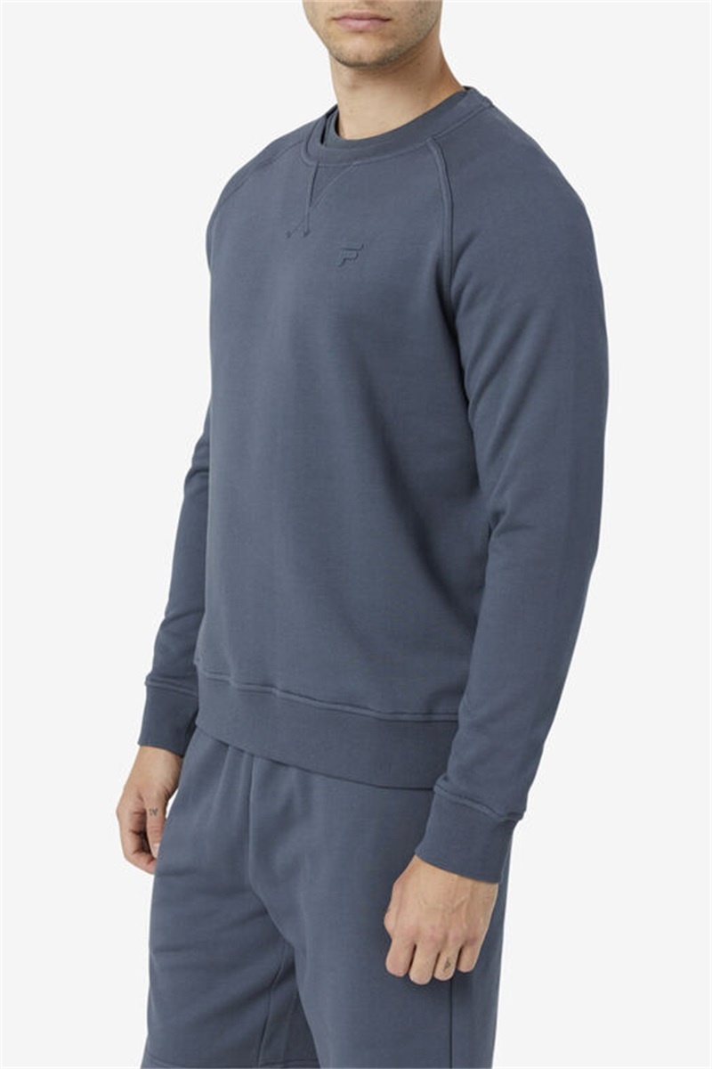 Navy Men's Fila Logan Crewneck Sweatshirts | Saudi Arabia-172495