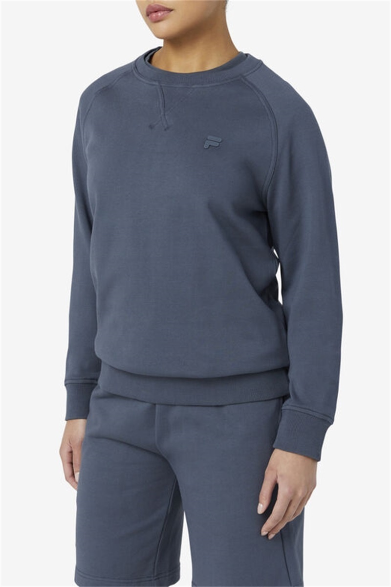 Navy Men's Fila Logan Crewneck Sweatshirts | Saudi Arabia-172495