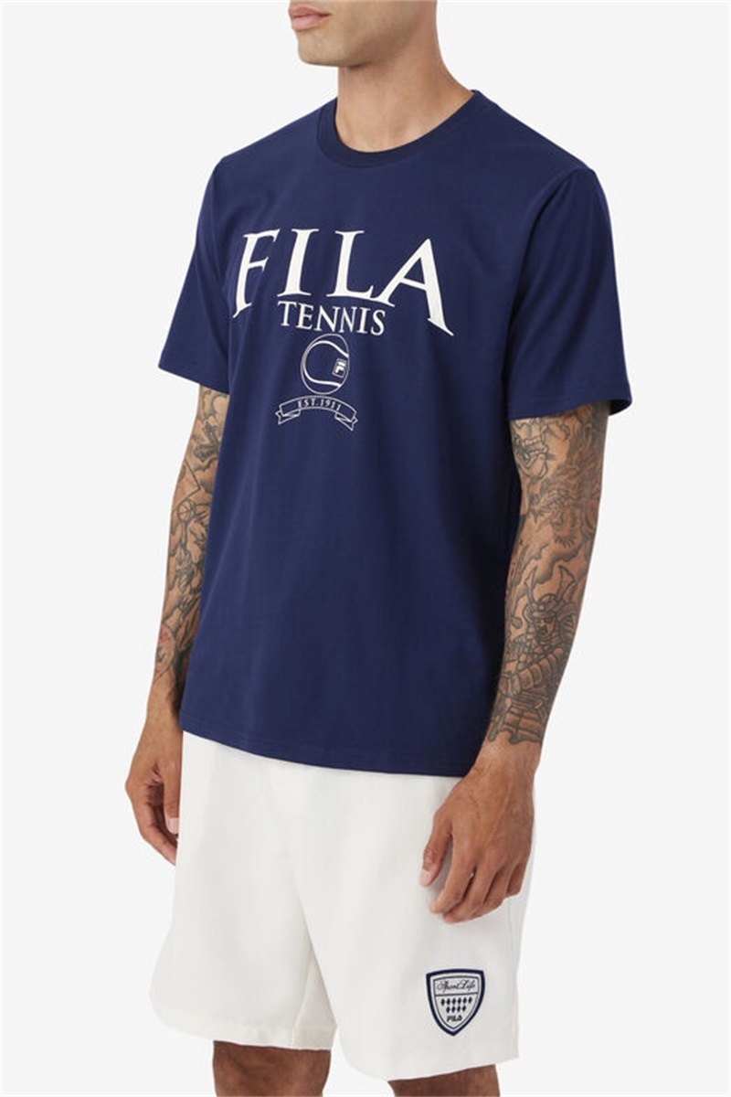 Navy Men's Fila Saran Tee | Saudi Arabia-614987