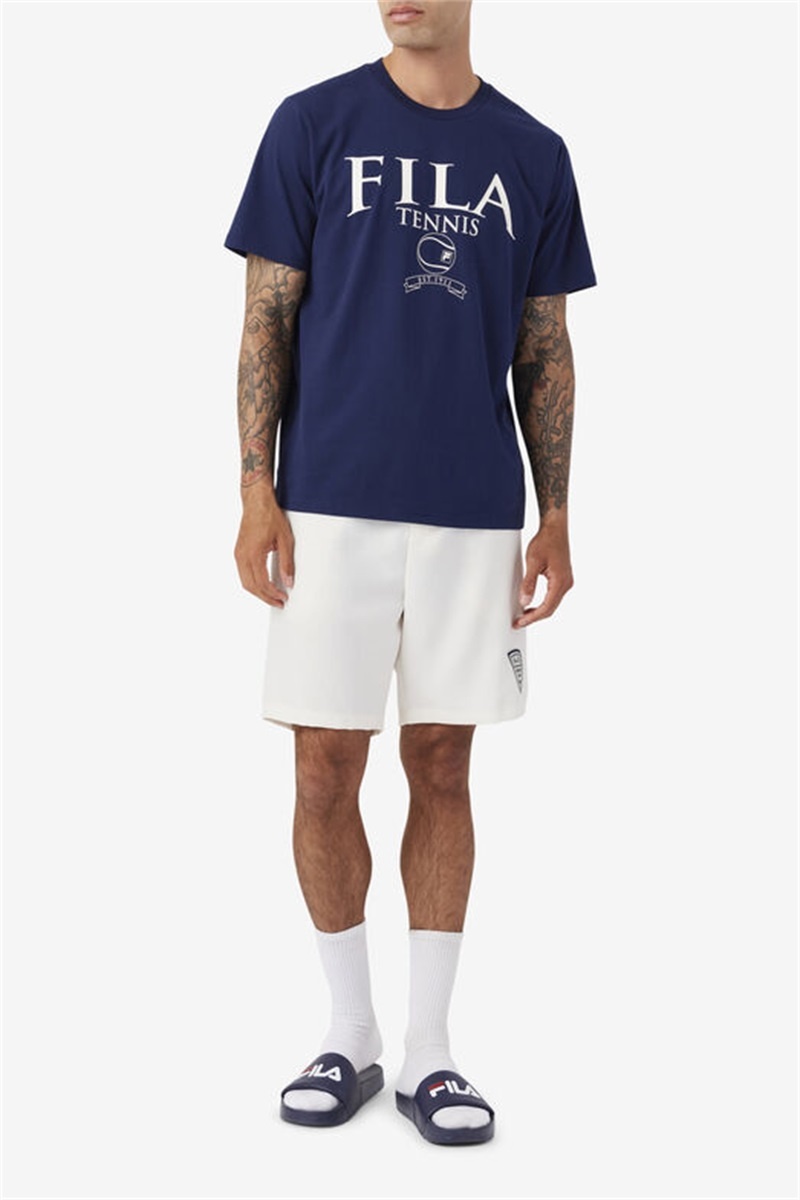 Navy Men's Fila Saran Tee | Saudi Arabia-614987