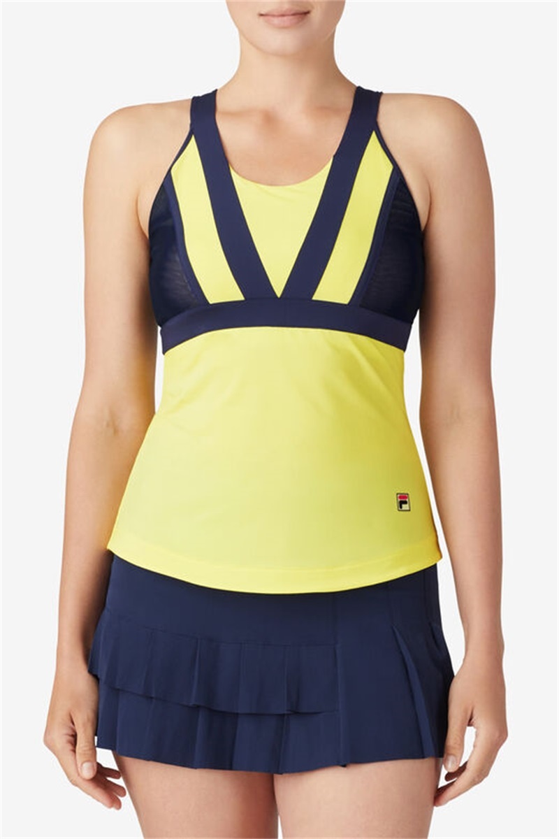 Navy Women's Fila Alley Halter Tanks | Saudi Arabia-109283