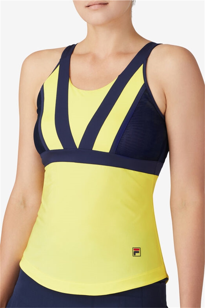 Navy Women's Fila Alley Halter Tanks | Saudi Arabia-109283