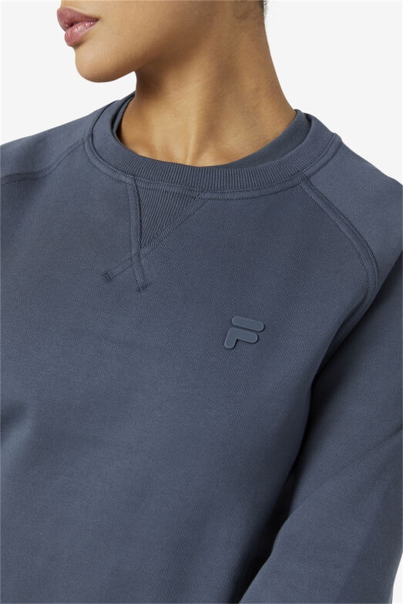 Navy Women's Fila Logan Crewneck Sweatshirts | Saudi Arabia-215903