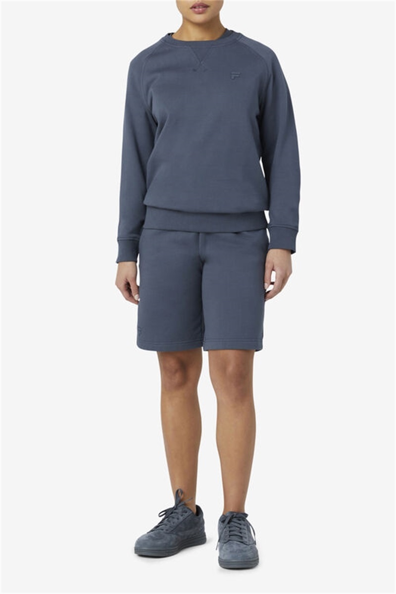 Navy Women's Fila Logan Crewneck Sweatshirts | Saudi Arabia-215903