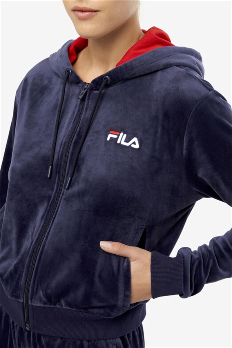 Navy Women's Fila Zura Velour Jackets | Saudi Arabia-352641